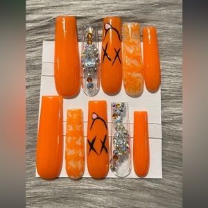 Orange Sqaure XL Nails